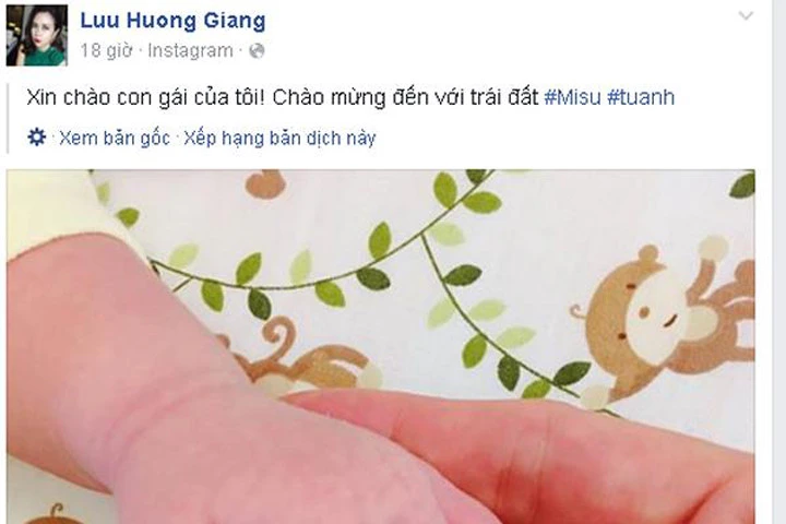 "Cải bắp" Lưu Hương Giang lần đầu khoe con gái thứ hai