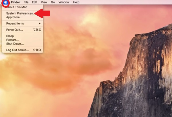 Máy Mac bật bàn phím ảo như thế nào: Bấm vào biểu tượng quả táo trên góc trái rồi chọn System Preferences (mũi tên). A1-May-Mac-Ban-phim-ao-Keyboard-Viewer-Apple-MacBook-Mac-OS-X.jpg