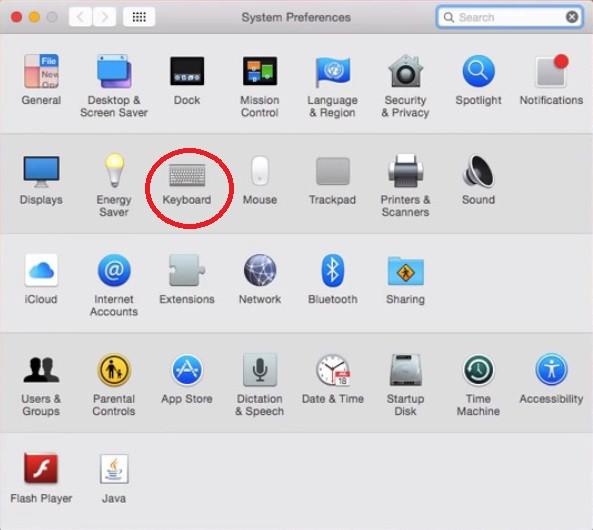 Máy Mac bật bàn phím ảo như thế nào: Vào mục Keyboard. A2-May-Mac-Ban-phim-ao-Keyboard-Viewer-Apple-MacBook-Mac-OS-X.jpg