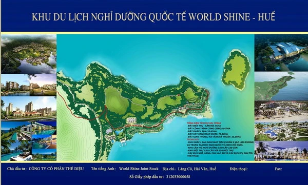 Bảng dự án Khu du lịch nghỉ dưỡng quốc tế World Shine-Huế đã được dừng lại