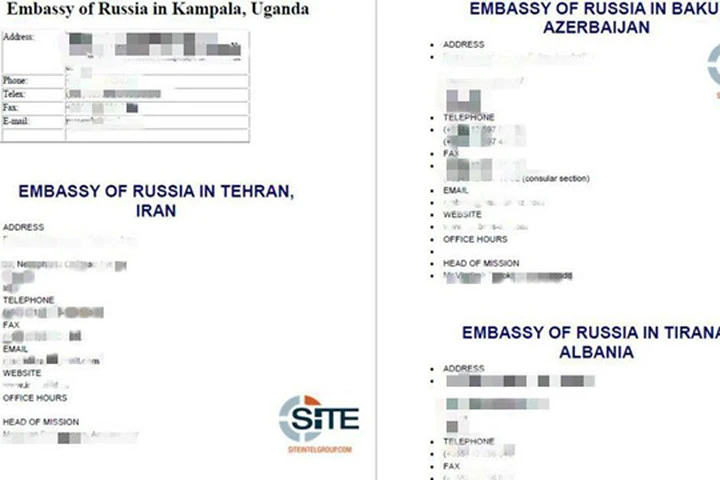 IS phát tán địa chỉ đại sứ quán Nga khắp thế giới
