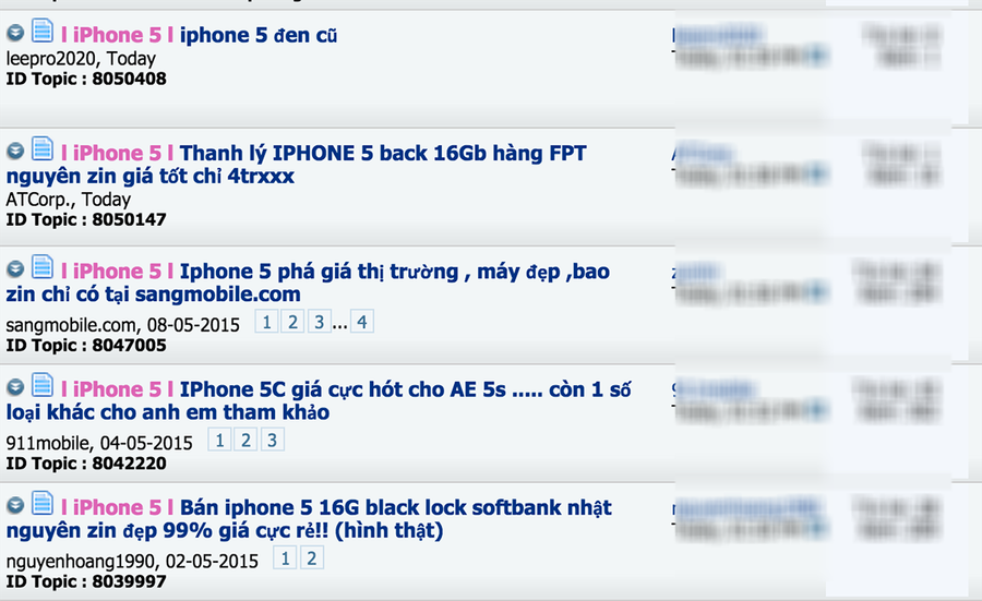 iPhone 5 đã qua sử dụng đang chào bán thấp hơn trước đó từ 200 đến 500 ngàn đồng