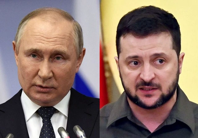 Tổng thống Nga Putin và người đồng cấp Ukraine Zelensky.