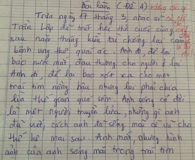 Bài văn 9 điểm về Trần Lập và câu hỏi "sống sao cho đáng"