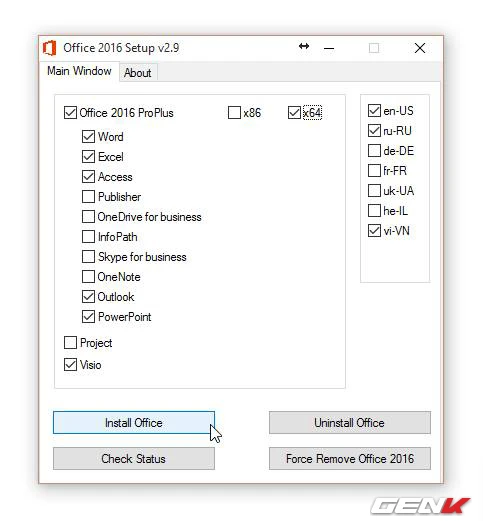 Cài đặt Office 2016 theo ý muốn, có tiếng Việt đầy đủ