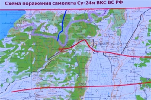 Nga công bố bản đồ đường bay của chiếc Su-24M bị bắn rơi