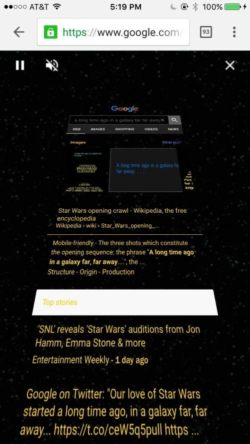 Khám phá trứng phục sinh “Star Wars” trong Google