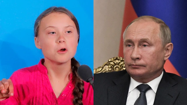 Greta Thunberg và TT Putin (phải).