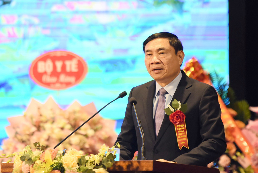 Bí thư Tỉnh ủy Điện Biên - Trần Quốc Cường phát biểu tại Lễ kỷ niệm.