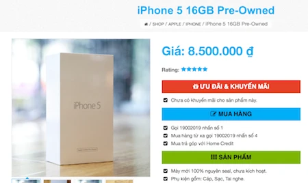 Nhiều cửa hàng chào bán iPhone 5 Refurbished giá 8,5 triệu đồng 