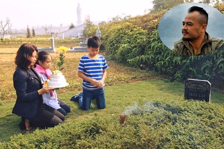 Vợ con và bạn bè chúc mừng sinh nhật cố nhạc sĩ Trần Lập bên mộ anh