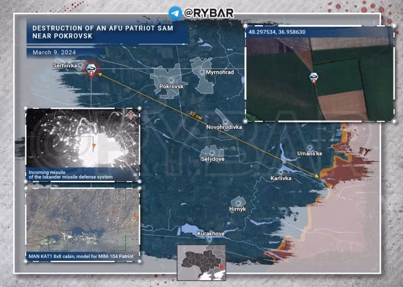 Vị trí điểm tập kết các hệ thống phòng không S-300 và Patriot bị tên lửa Iskander tấn công.
