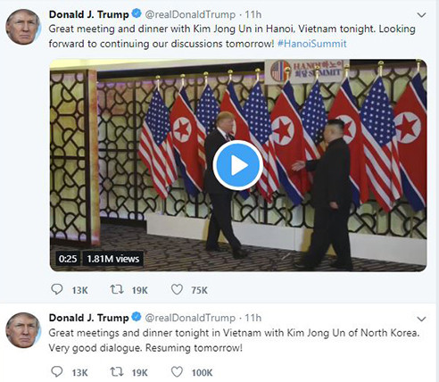 TT Donald Trump và Chủ tịch Kim Jong-un họp thượng đỉnh ngày thứ 2 tại Hà Nội ảnh 5 TT Donald Trump và Chủ tịch Kim Jong-un họp thượng đỉnh ngày thứ 2 tại Hà Nội ảnh 5