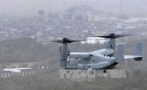 Máy bay vận tải hạng nặng MV-22 Osprey tham gia một cuộc tập trận với Nhật Bản. (Ảnh: Kyodo/TTXVN)