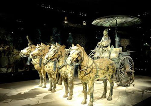 Ngựa xe trong đội binh mã dũng được chôn cùng Tần Vương. Ảnh: Gmw. Ngựa xe trong đội binh mã dũng được chôn cùng Tần Vương. Ảnh: Gmw.