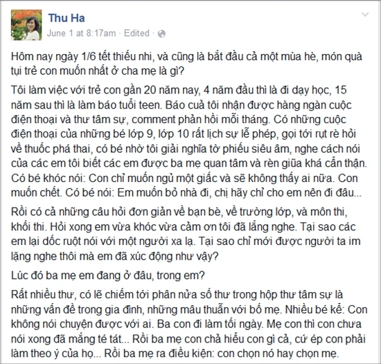 Chia sẻ nuôi dạy con thấm thía của các mẹ trên Facebook tuần qua