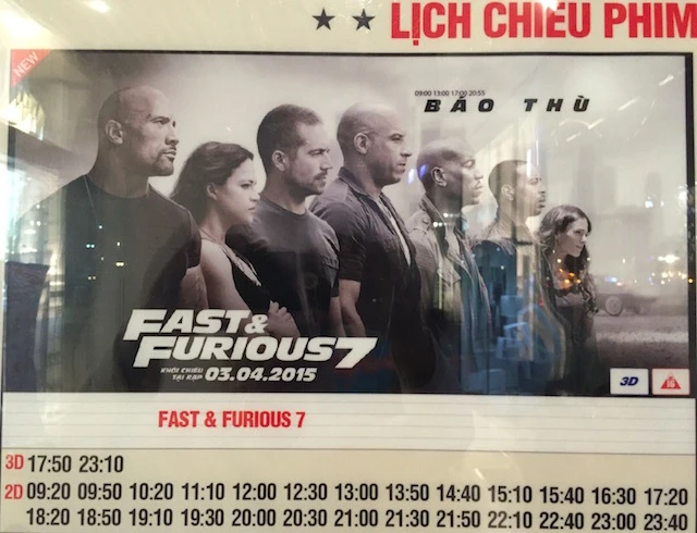 Lịch chiếu dày đặc của Fast & Furious 7 tại cụm rạp CGV Crescent Mall