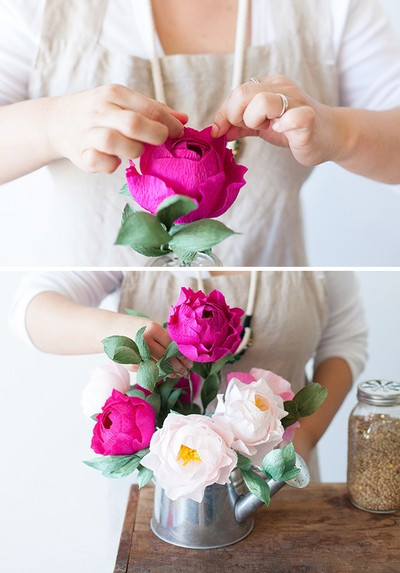 Làm hoa mẫu đơn giấy Làm hoa mẫu đơn giấy