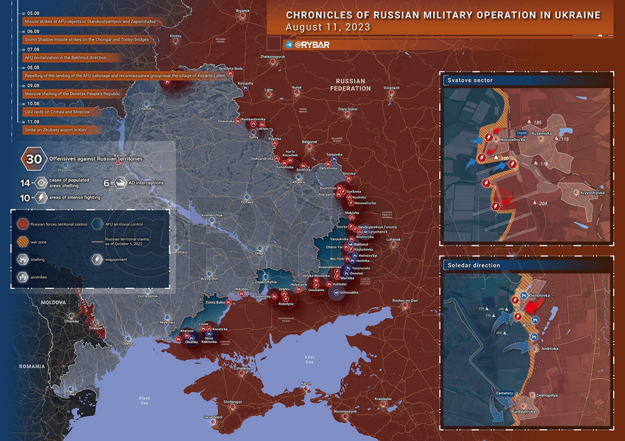 Bản đồ giao tranh ở Ukraine ngày 11/8.