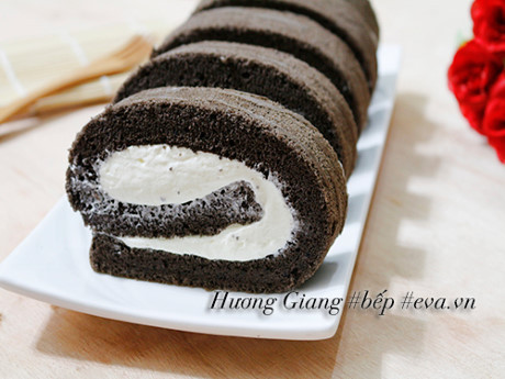 Bánh bông lan socola cuộn kem tươi mềm xốp, thơm ngon - Ảnh 9 Banh bong lan socola cuon kem tuoi mem xop, thom ngon - Anh 9