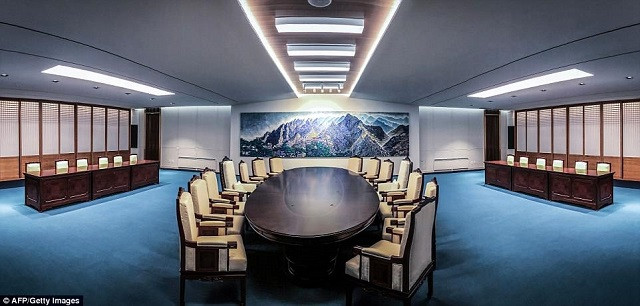 Căn phòng sẽ diễn ra cuộc đàm phán giữa các nhà lãnh đạo của 2 nước