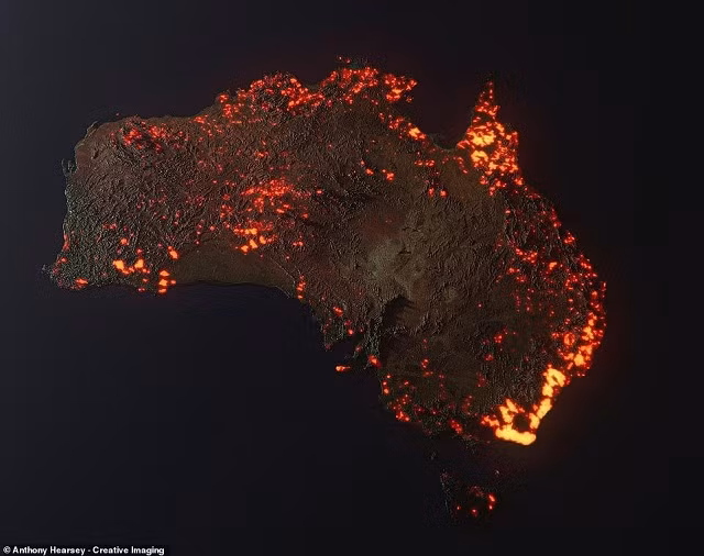 Thực hư về bức ảnh toàn cảnh Australia trong thảm họa cháy rừng