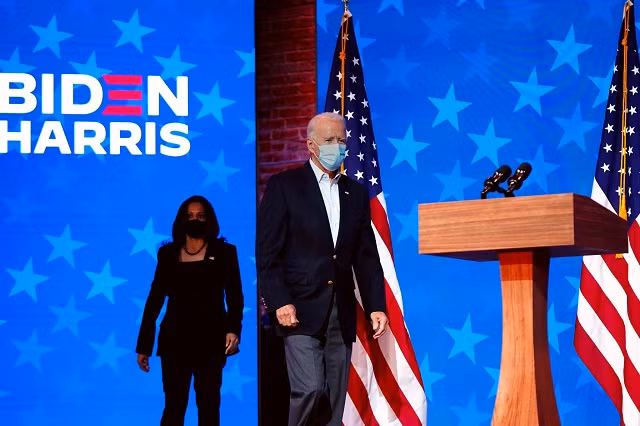 Ông Joe Biden chuẩn bị có bài phát biểu trước quốc gia khi được coi là đắc cử tổng thống. 