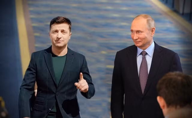 Tổng thống Ukraine Zelensky và Tổng thống Nga Putin.