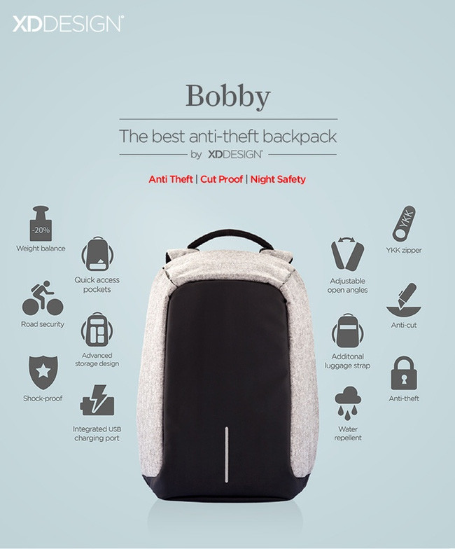 Chả lo mất trộm hay hết pin với chiếc balo toàn năng Bobby