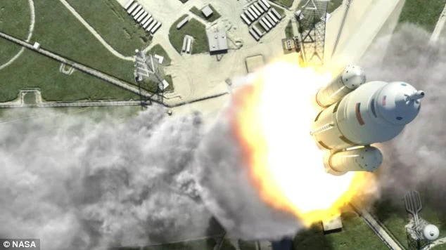 Ảnh mô phỏng tên lửa đẩy Space Launch System (SLS).