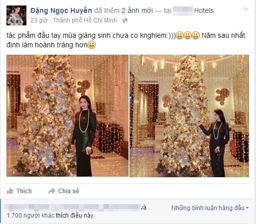 Cơ ngơi sang trọng, hoành tráng của chồng Huyền Baby ảnh 2 Cây thông trong bức ảnh Huyền Baby đăng tải trên trang cá nhân.