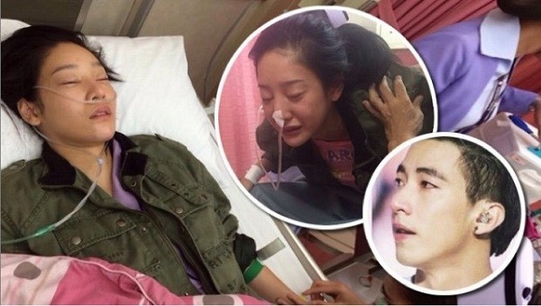 Hình ảnh nữ diễn viên Tangmo Pattaratida trong bệnh viện sau khi tự tử vì uống thuốc ngủ quá liều. Ảnh: Daranews.
