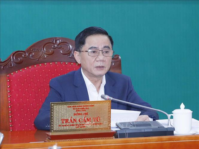 Đồng chí Trần Cẩm Tú, Ủy viên Bộ Chính trị, Bí thư Trung ương Đảng, Chủ nhiệm Ủy ban Kiểm tra Trung ương chủ trì kỳ họp. Ảnh: Phương Hoa/TTXVN.