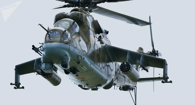 Một chiếc trực thăng quân đội Mi-24.