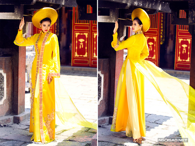 Khánh Vân lộng lẫy diện áo dài cưới hoàng hậu ảnh 4 Khánh Vân lộng lẫy diện áo dài cưới hoàng hậu ảnh 4