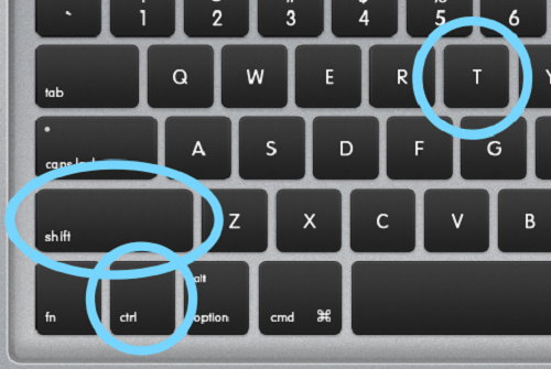 Tổ hợp phím tắt Shift + Ctrl + T để mở lại từng thẻ trình duyệt vừa đóng gần đó nhất.