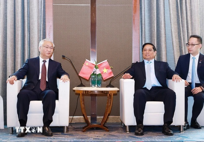 Thủ tướng Phạm Minh Chính tiếp Phó Thủ tướng Trung Quốc Trương Quốc Thanh nhân Hội nghị hợp tác Việt Nam-Trung Quốc về phát triển hạ tầng chiến lược giao thông. (Ảnh: Dương Giang/TTXVN) Thủ tướng Phạm Minh Chính tiếp Phó Thủ tướng Trung Quốc Trương Quốc Thanh nhân Hội nghị hợp tác Việt Nam-Trung Quốc về phát triển hạ tầng chiến lược giao thông. (Ảnh: Dương Giang/TTXVN)