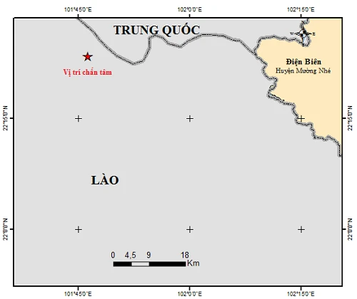 Hình ảnh trận động đất có độ lớn 5,5 do Viện Vật lý địa cầu đo được.