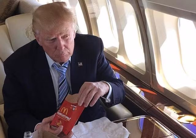 TT Trump trên một chiếc máy bay. (Ảnh: Telegraph)