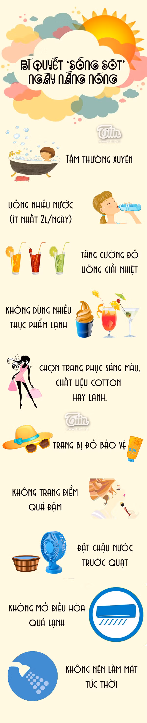 Infographic Bí quyết sống sót ngày hè oi ả