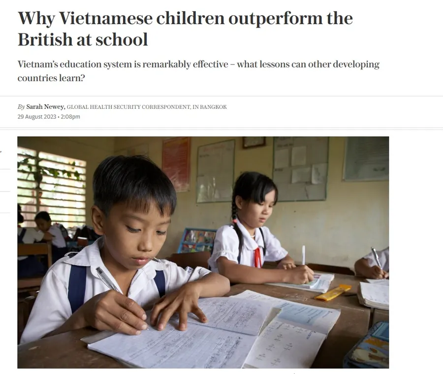 Báo The Telegraph đăng tải bài viết về giáo dục Việt Nam ngày 29/8/2023.