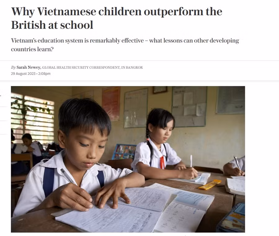 Báo The Telegraph đăng tải bài viết về giáo dục Việt Nam ngày 29/8/2023.