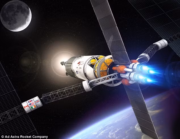 Ảnh mô phỏng động cơ Vasimr do công ty Ad Astra Rocket phát triển.
