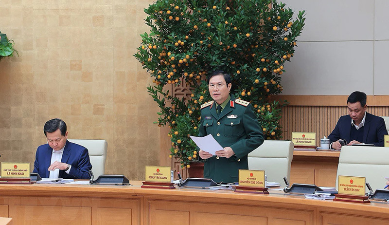 Thượng tướng Nguyễn Tân Cương, Tổng Tham mưu trưởng Quân đội Nhân dân Việt Nam, Thứ trưởng Bộ Quốc phòng phát biểu. (Ảnh: Dương Giang/TTXVN) Thượng tướng Nguyễn Tân Cương, Tổng Tham mưu trưởng Quân đội Nhân dân Việt Nam, Thứ trưởng Bộ Quốc phòng phát biểu. (Ảnh: Dương Giang/TTXVN)