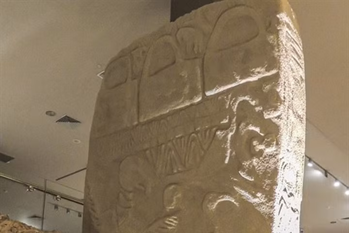 Một phần trụ đá được khai quật tại Gobekli Tepe. Ảnh: Alistair Coombs.