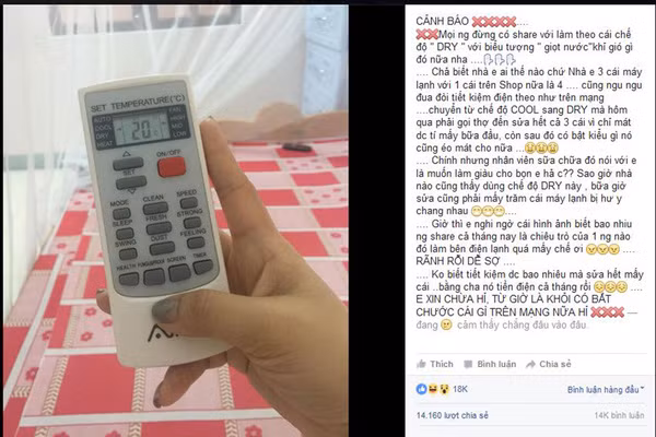 Status "tố" chế độ Dry làm hỏng điều hòa nhiệt độ gây bão.
