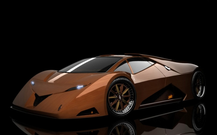 Siêu xe Splinter với chất liệu làm bằng gỗ - Ảnh: Gadgetfeast Splinter-Wooden-Supercar-Front-And-Side-Studio-102