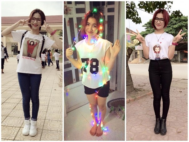 Bạn gái tiền đạo Hoàng Anh Gia Lai chuộng phong cách đơn giản, năng động. Khi xuống phố, Hòa Minzy thường mix áo thun trắng, quần jeans khỏe khoắn. Vóc dáng cân đối giúp nữ ca sĩ 9X dễ dàng ứng dụng nhiều kiểu mốt từ đơn giản đến phá cách. So gout thời trang của 3 bạn gái sao nam hot nhất Vbiz