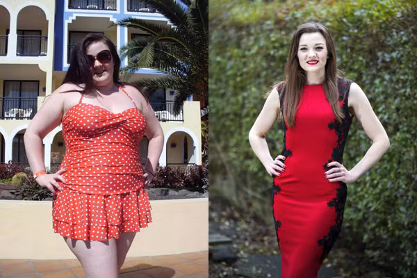 Rachel Reid trước và sau khi sinh giảm cân. Ảnh: Metro