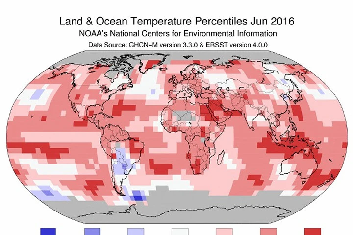 6 tháng năm 2016 - nắng nóng kỷ lục của Trái Đất